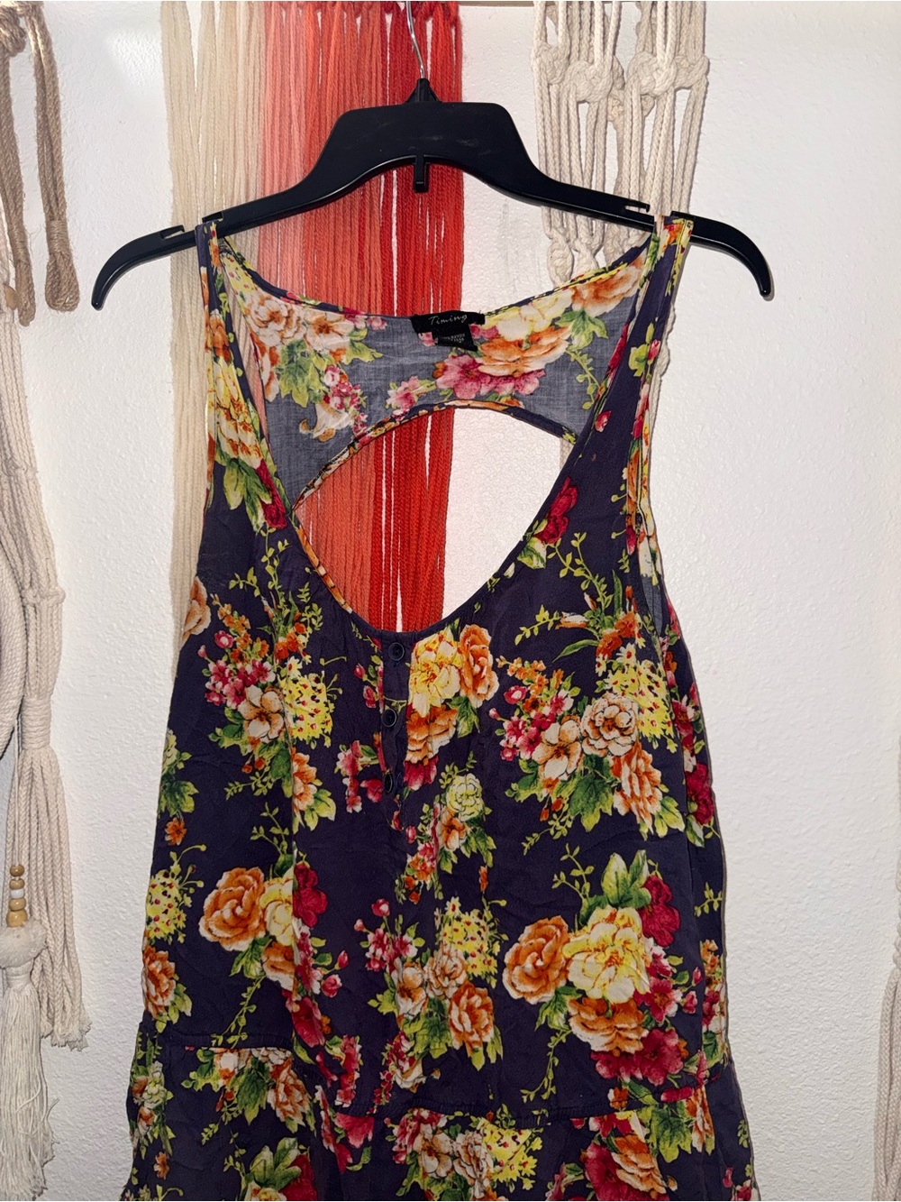 Floral Scoop-Back Romper- Navy Floral